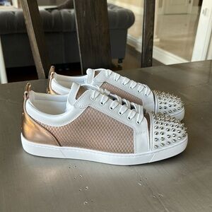 Christian Louboutin varsijunior spikes flat sneaker trainer bronze white sz 46